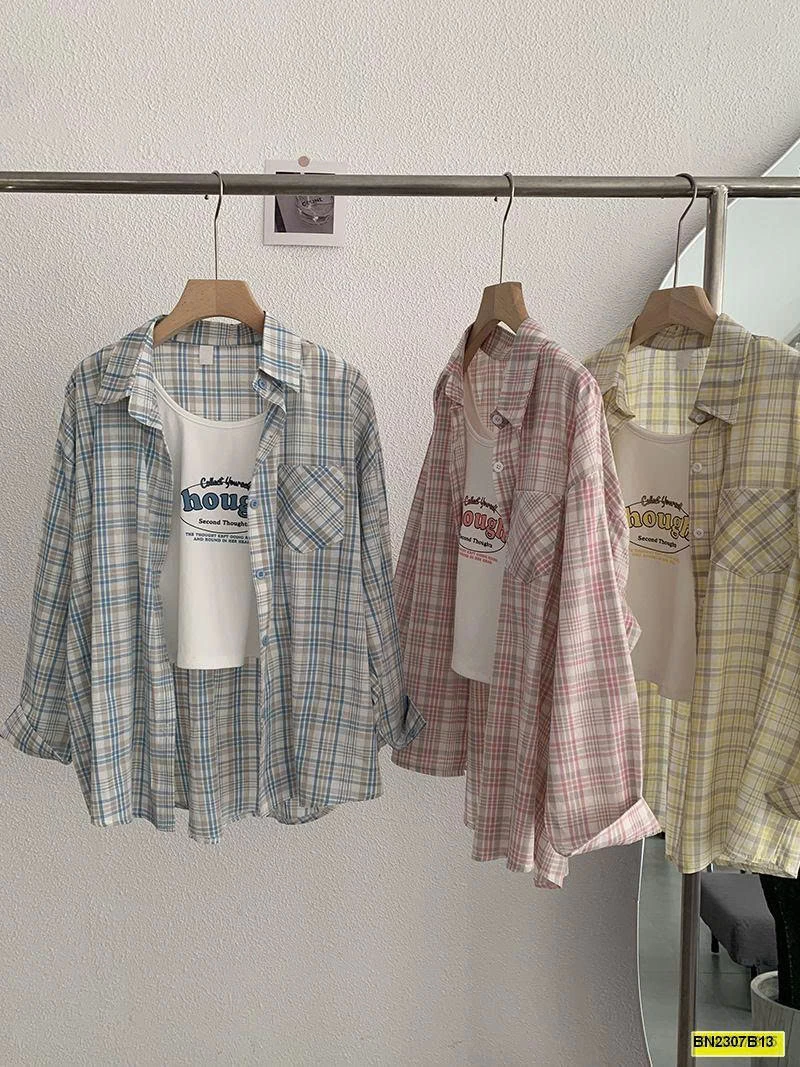 ÁO SƠ MI CARO DÁNG RỘNG