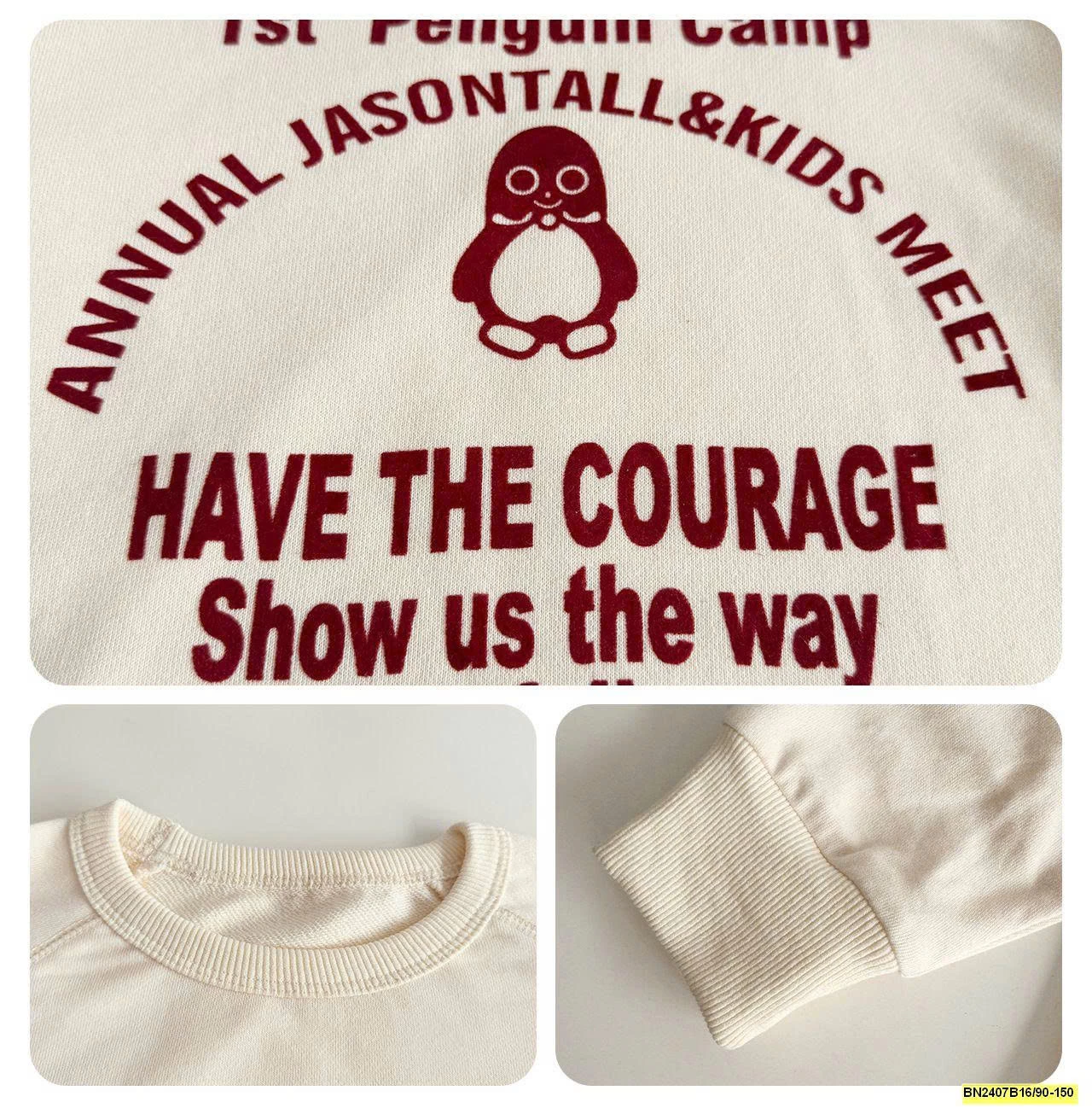 ÁO NỈ IN CHỮ DÀI TAY AOAOKIDS