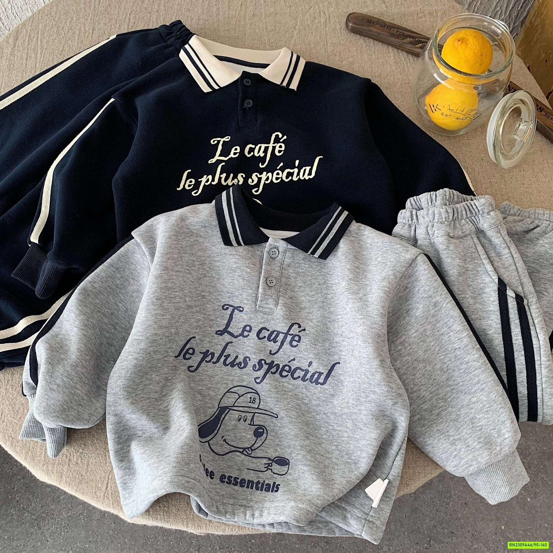 SÉT NỈ POLO SỌC BÊN LÓT LÔNG CÙN