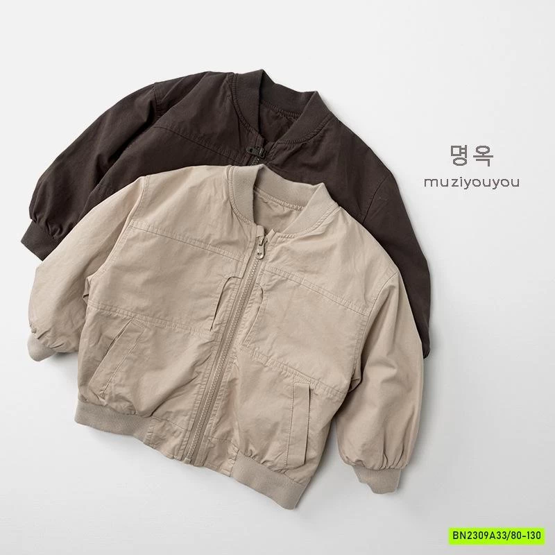 BOMBER KAKI CỔ TRỤ 2 LỚP