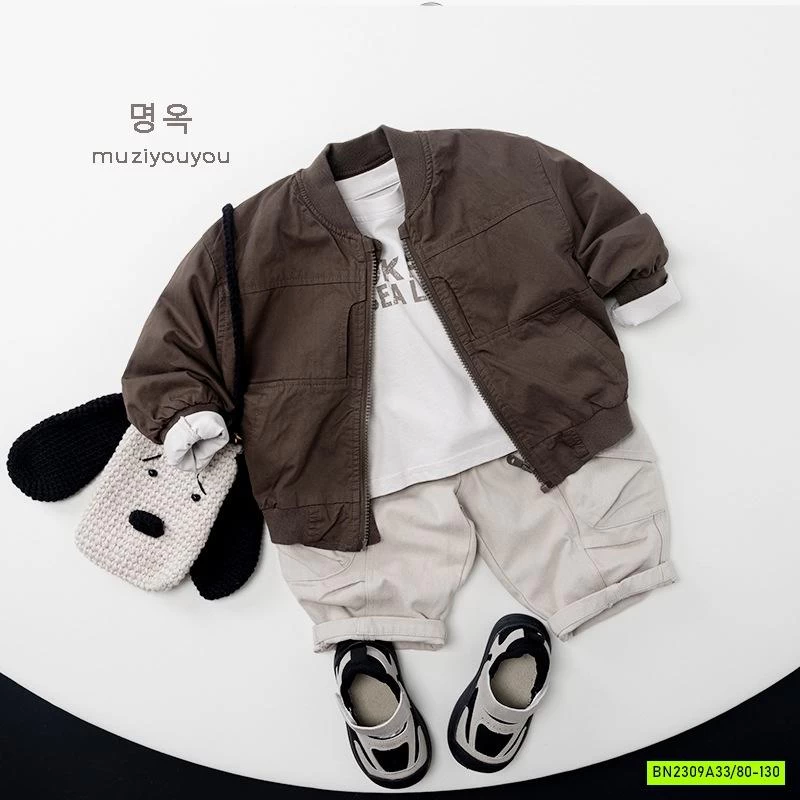 BOMBER KAKI CỔ TRỤ 2 LỚP