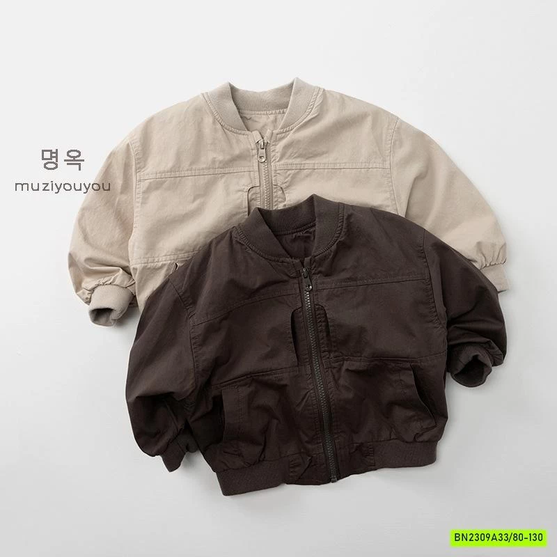 BOMBER KAKI CỔ TRỤ 2 LỚP