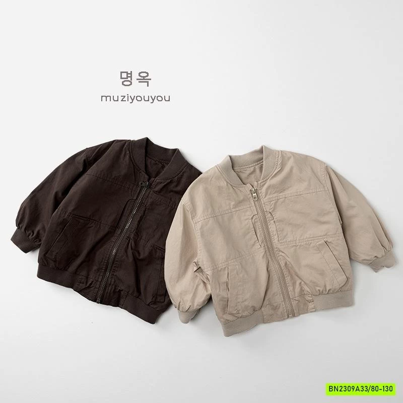 BOMBER KAKI CỔ TRỤ 2 LỚP