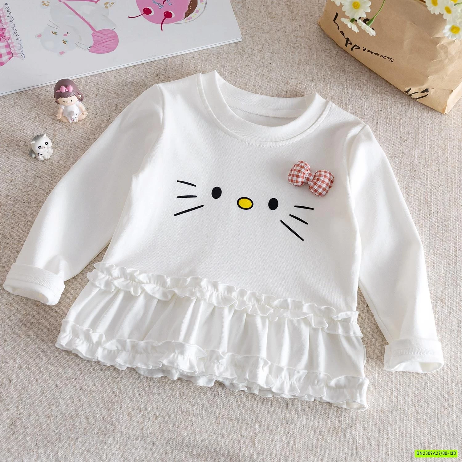 ÁO THUN VIỀN BÈO KITTY