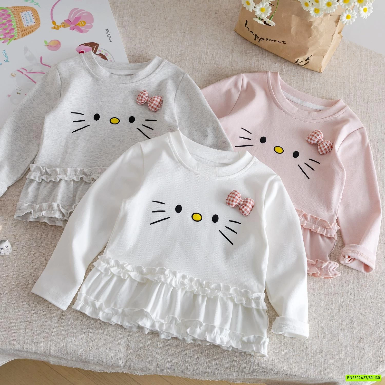 ÁO THUN VIỀN BÈO KITTY