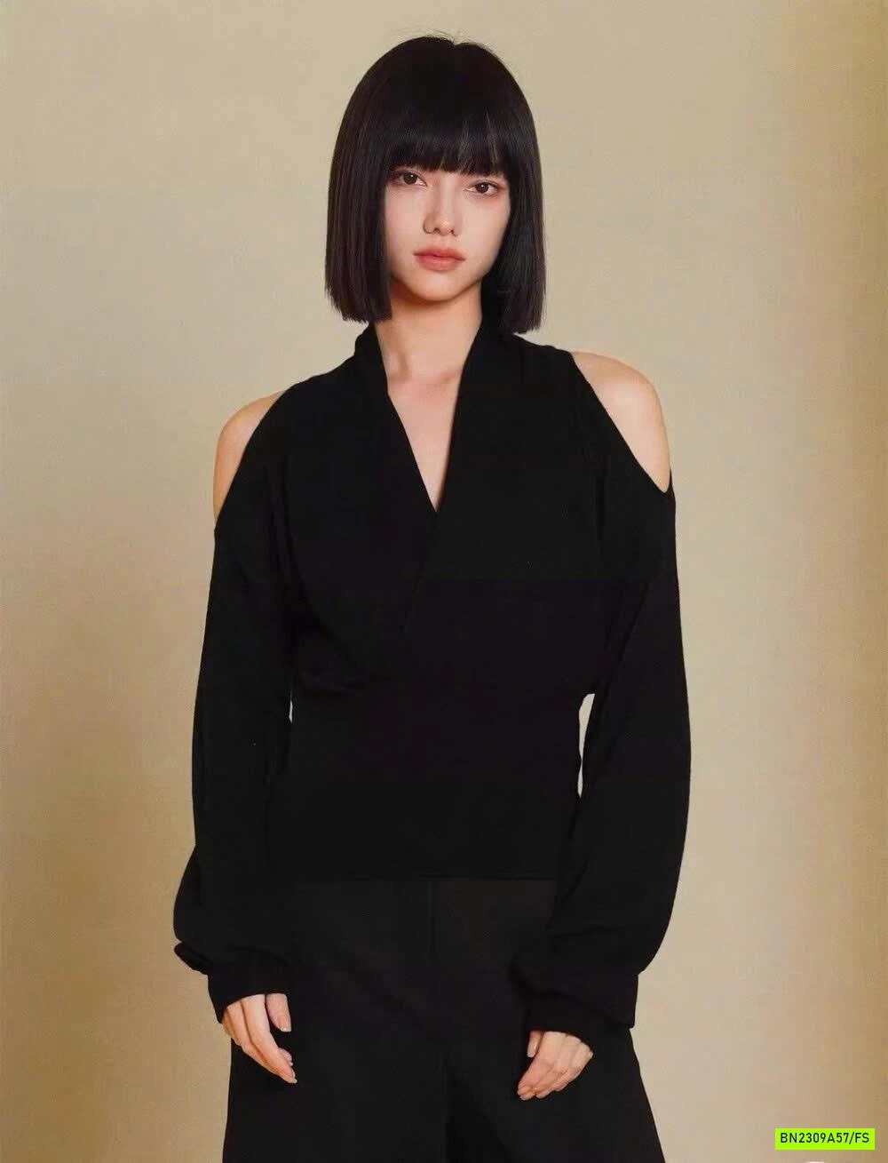 MONROGHI CỔ V VẠT CHÉO RỚT VAI WGWE