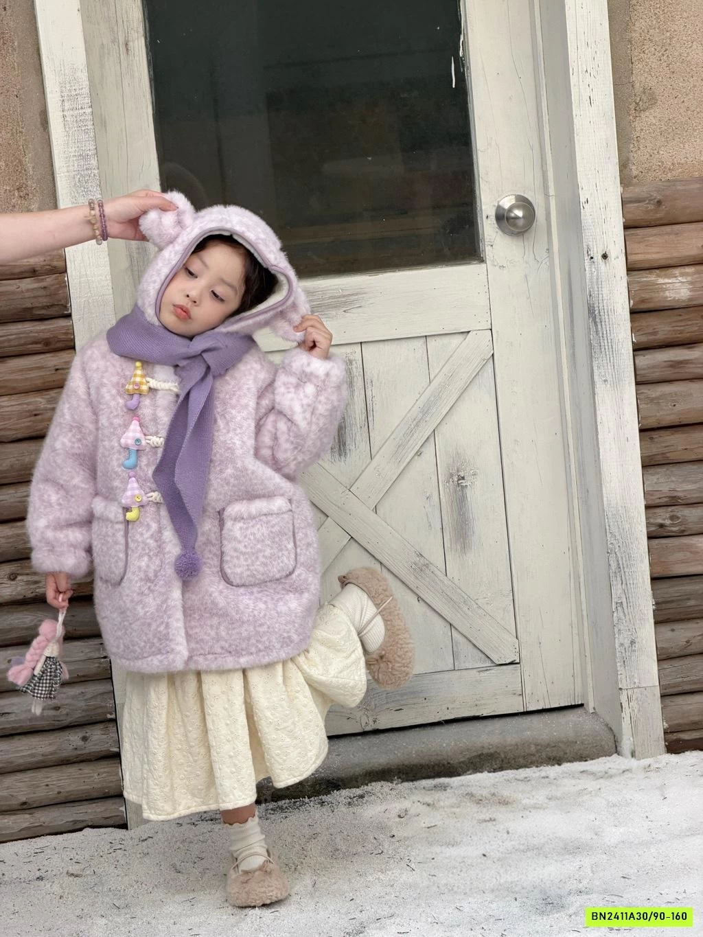 KHOÁC LÔNG TÍM DÁNG DÀI LÓT NHUNG