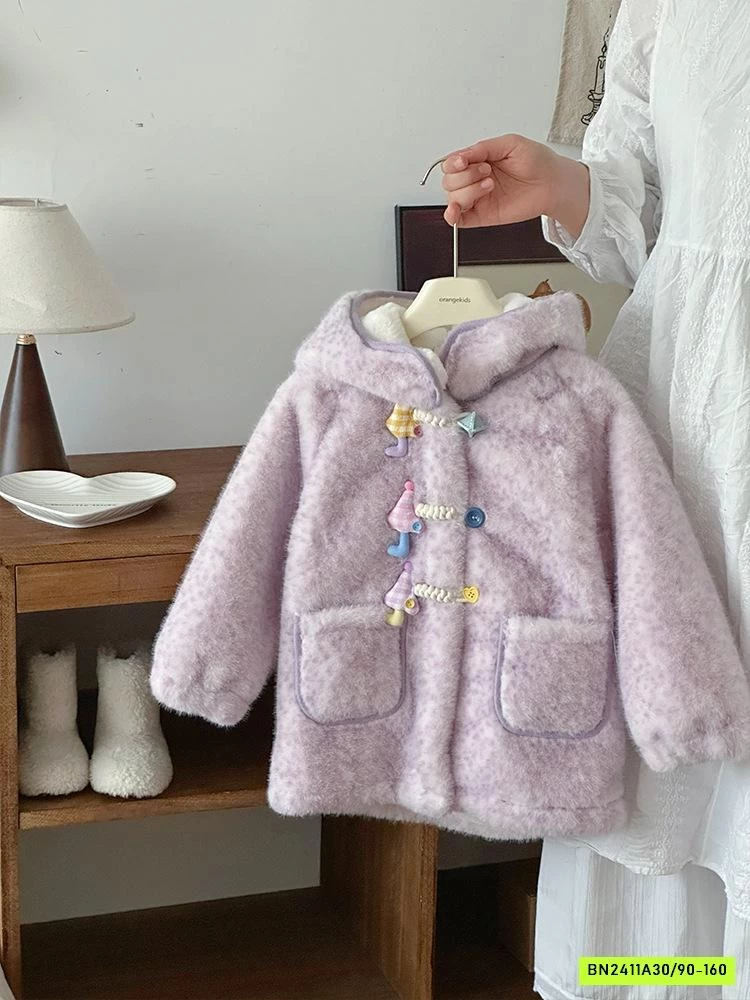 KHOÁC LÔNG TÍM DÁNG DÀI LÓT NHUNG