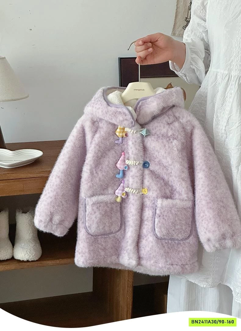 KHOÁC LÔNG TÍM DÁNG DÀI LÓT NHUNG