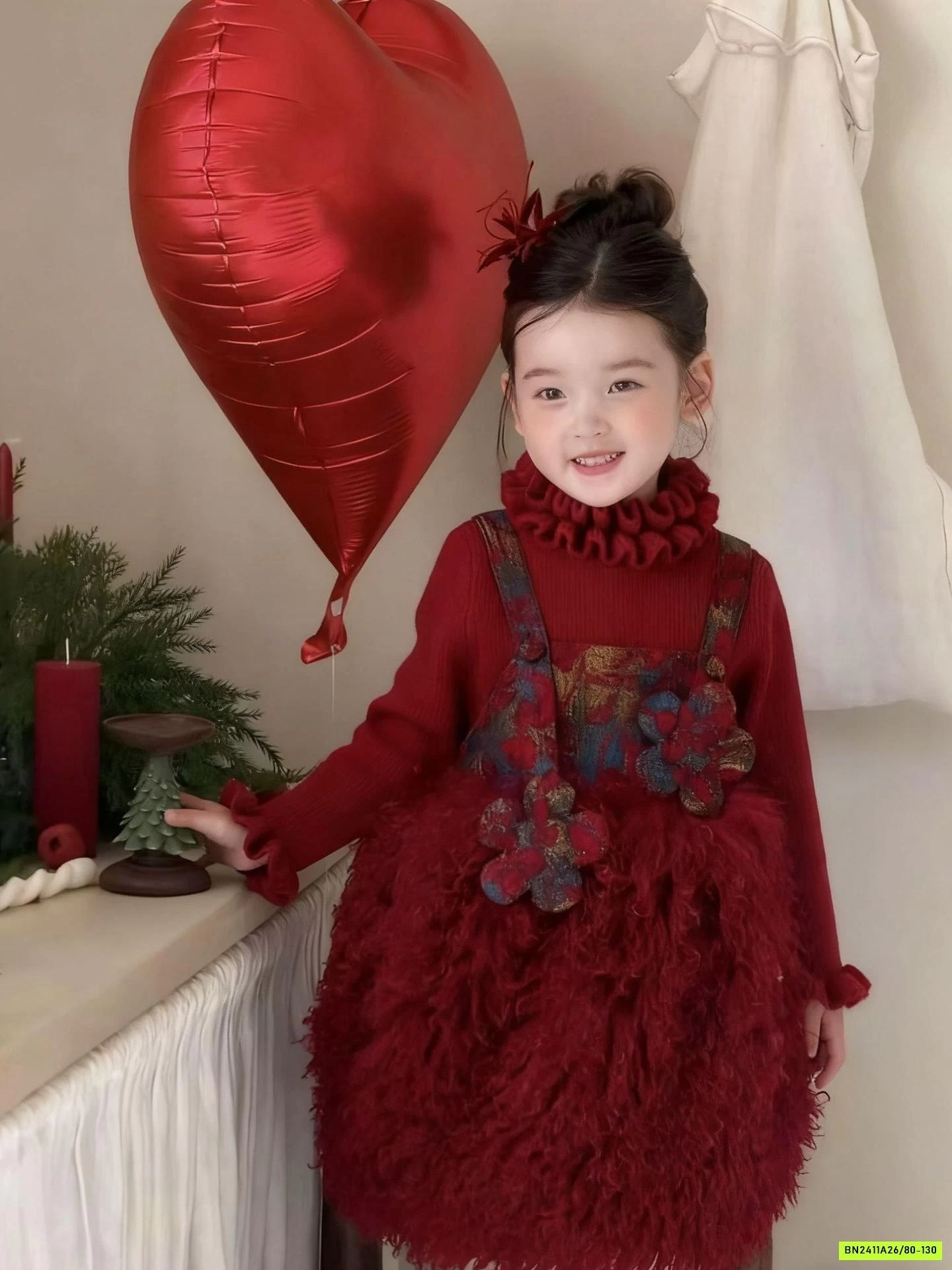 SÉT ĐẦM TUTU MIX ÁO LEN ĐỎ