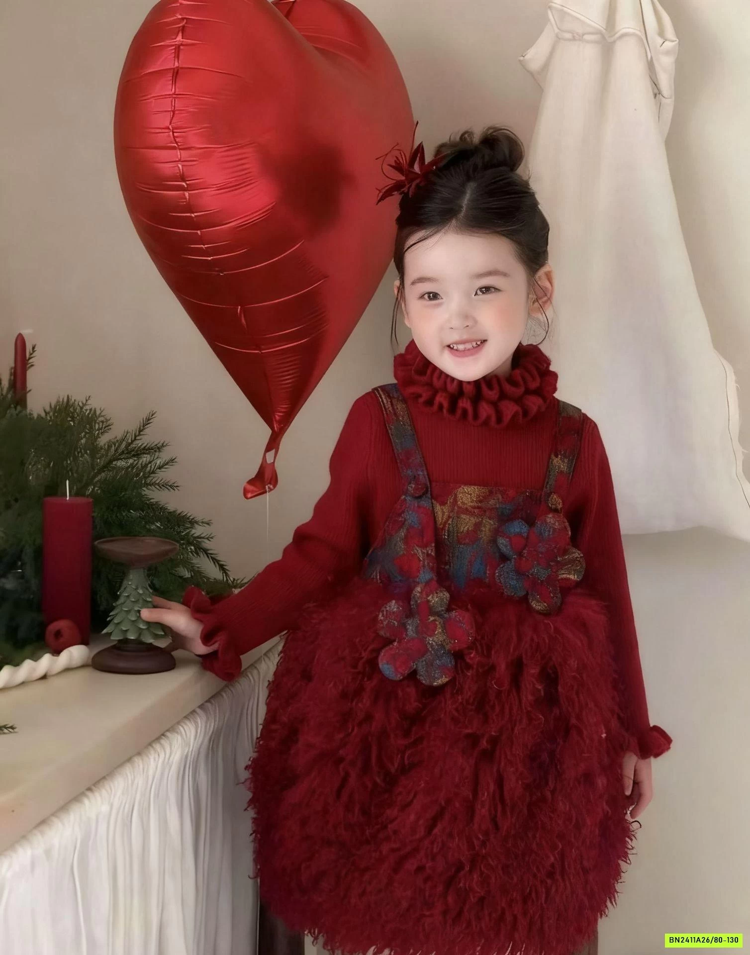 SÉT ĐẦM TUTU MIX ÁO LEN ĐỎ