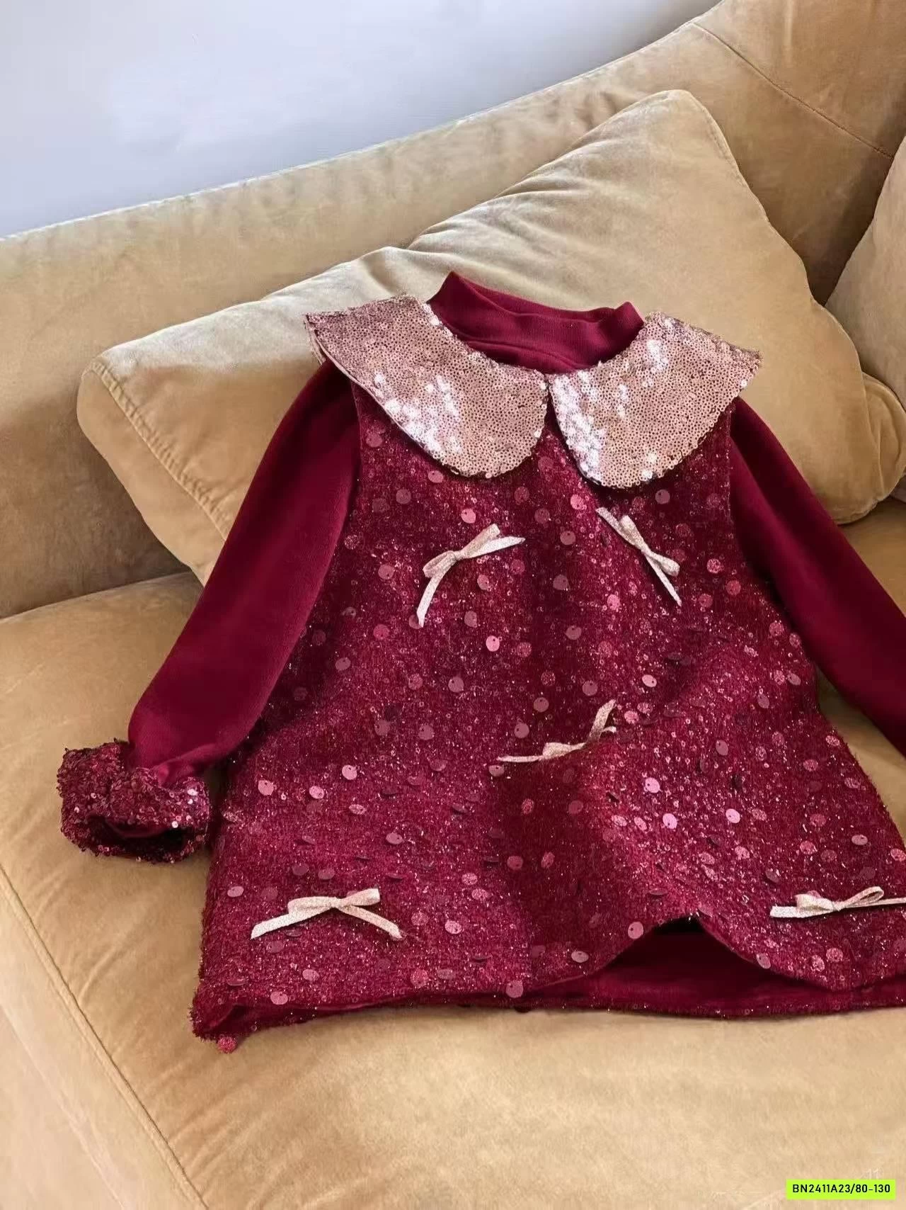 ĐẦM ĐỎ CỔ SEN BLING BLING