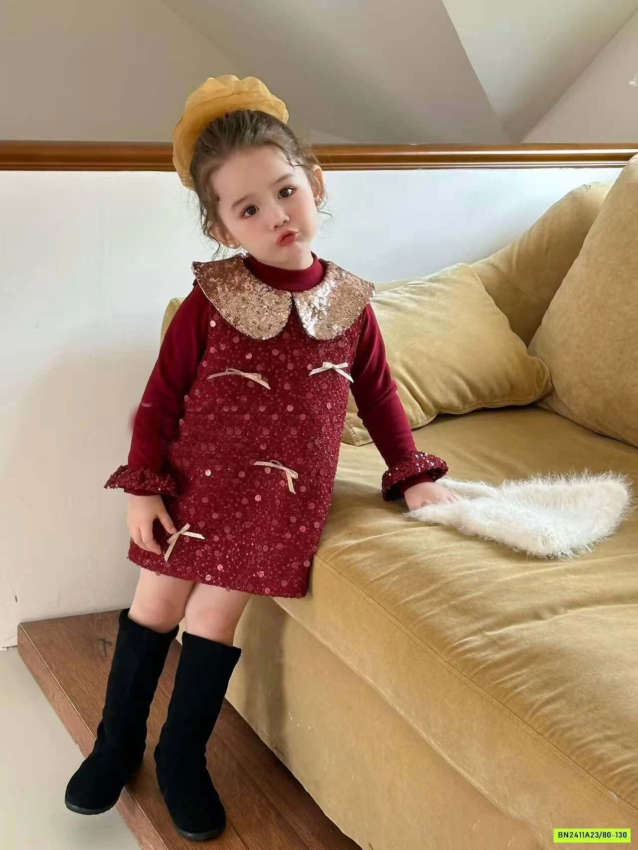 ĐẦM ĐỎ CỔ SEN BLING BLING