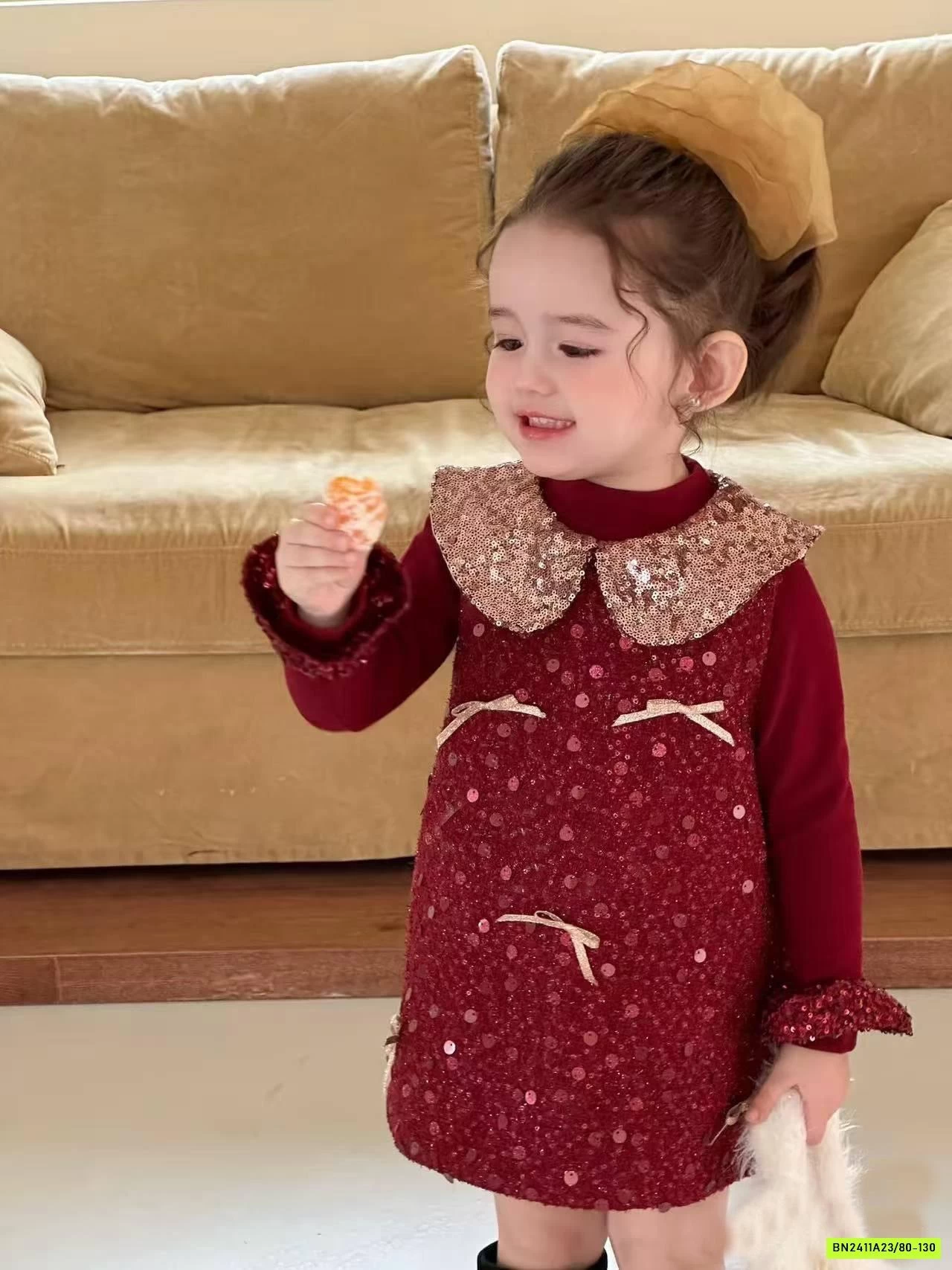 ĐẦM ĐỎ CỔ SEN BLING BLING