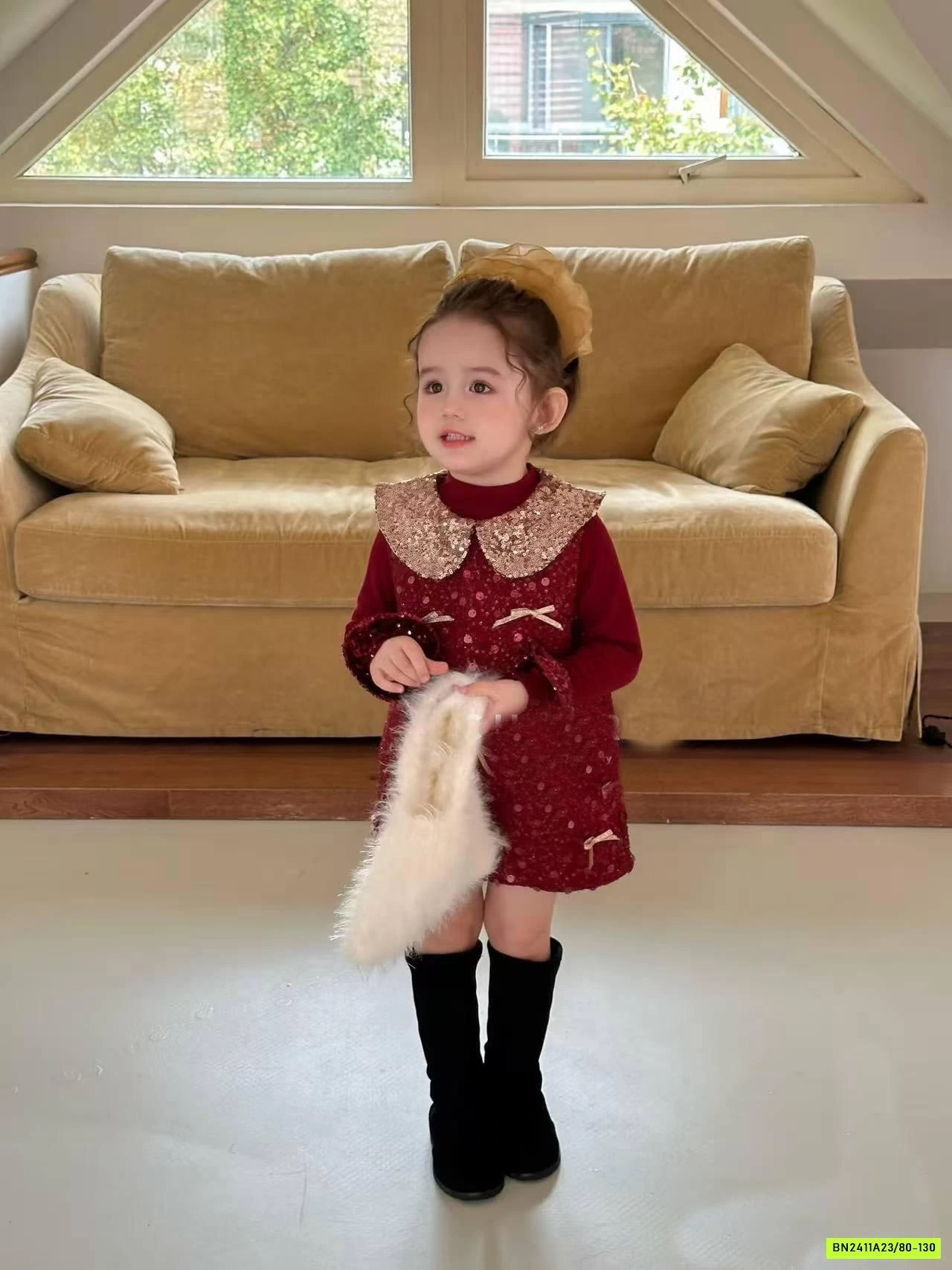 ĐẦM ĐỎ CỔ SEN BLING BLING