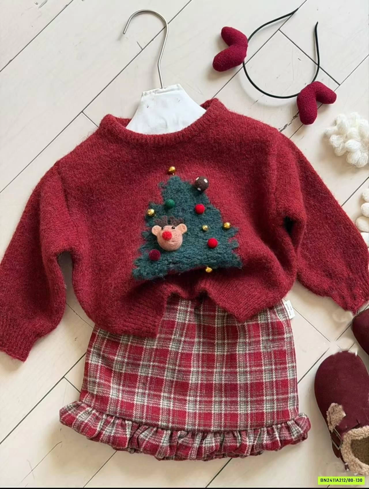 ÁO LEN GIÁNG SINH MIX DẠ ĐỎ