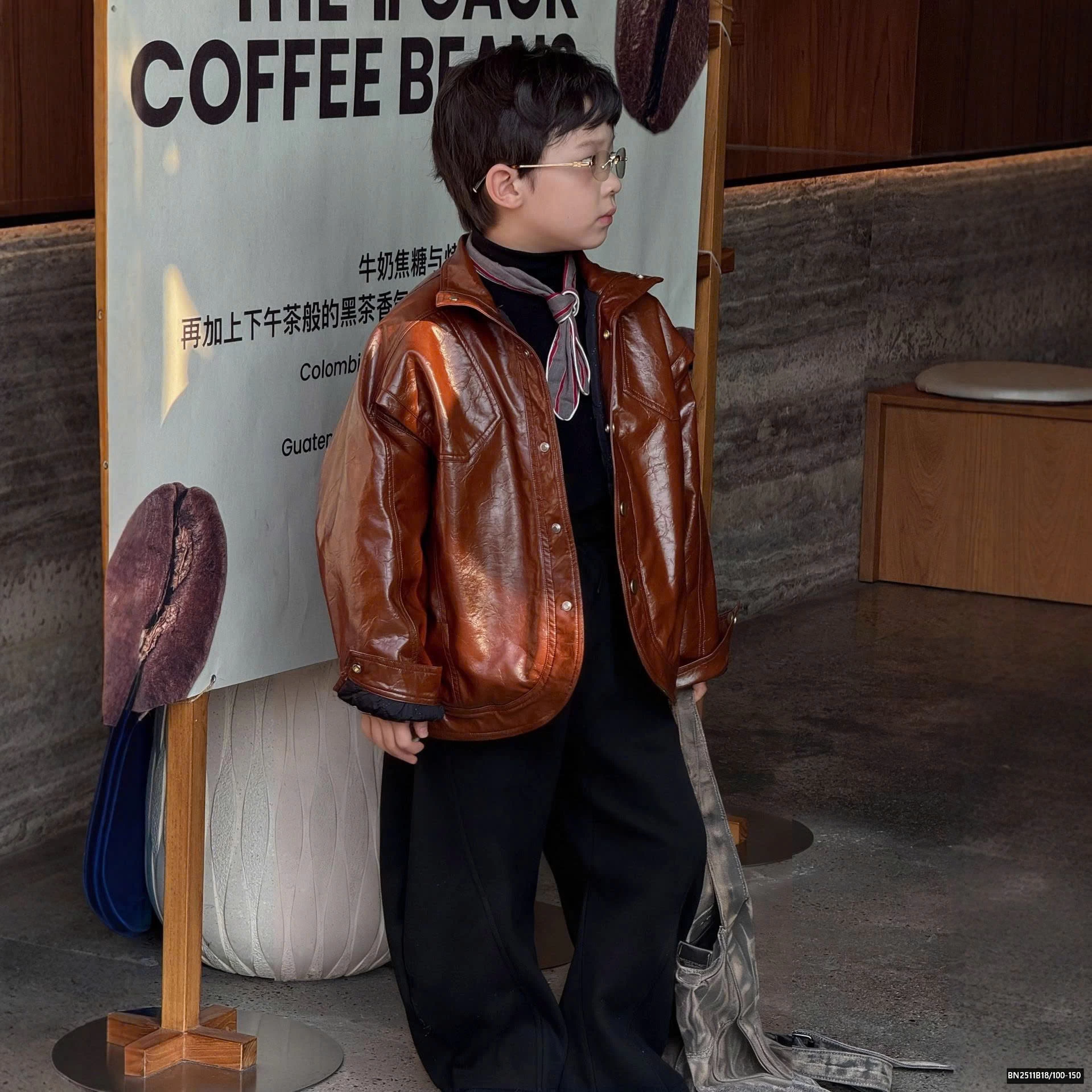 ÁO KHOÁC DA NÂU BÓNG