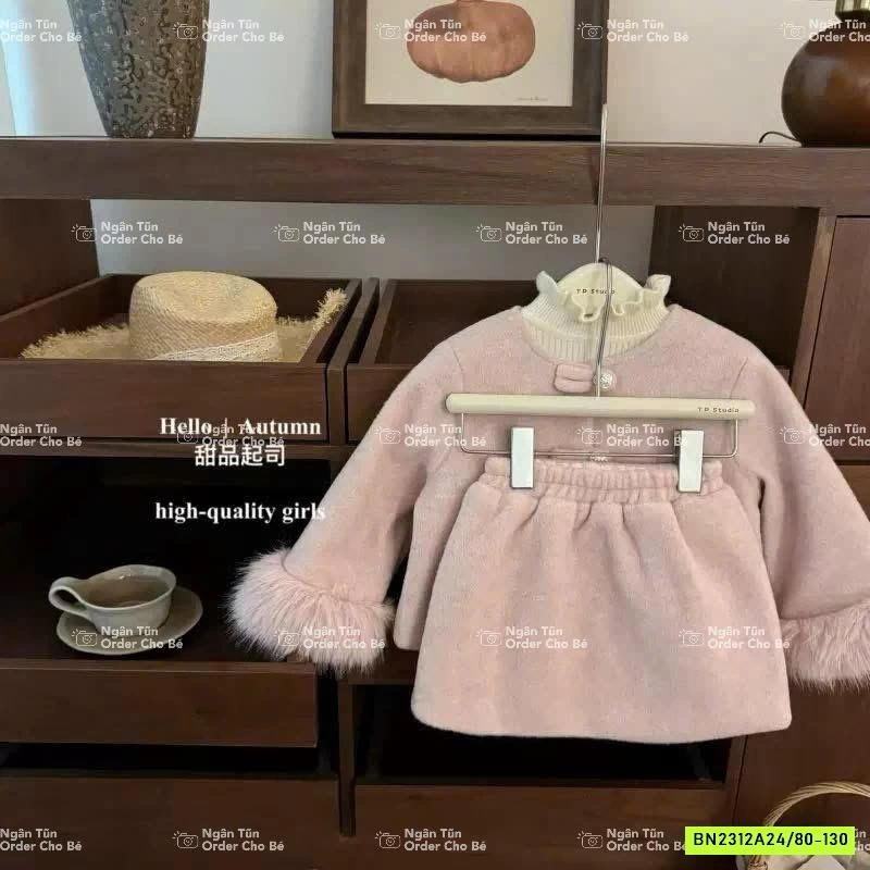 SÉT VÁY DẠ HỒNG LÓT NHUNG NINGLI