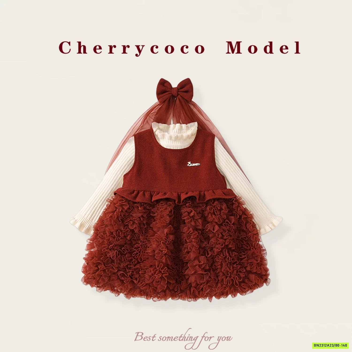 SÉT VÁY ĐỎ KÈM NƠ CÀI VOAN CHERRYOCO