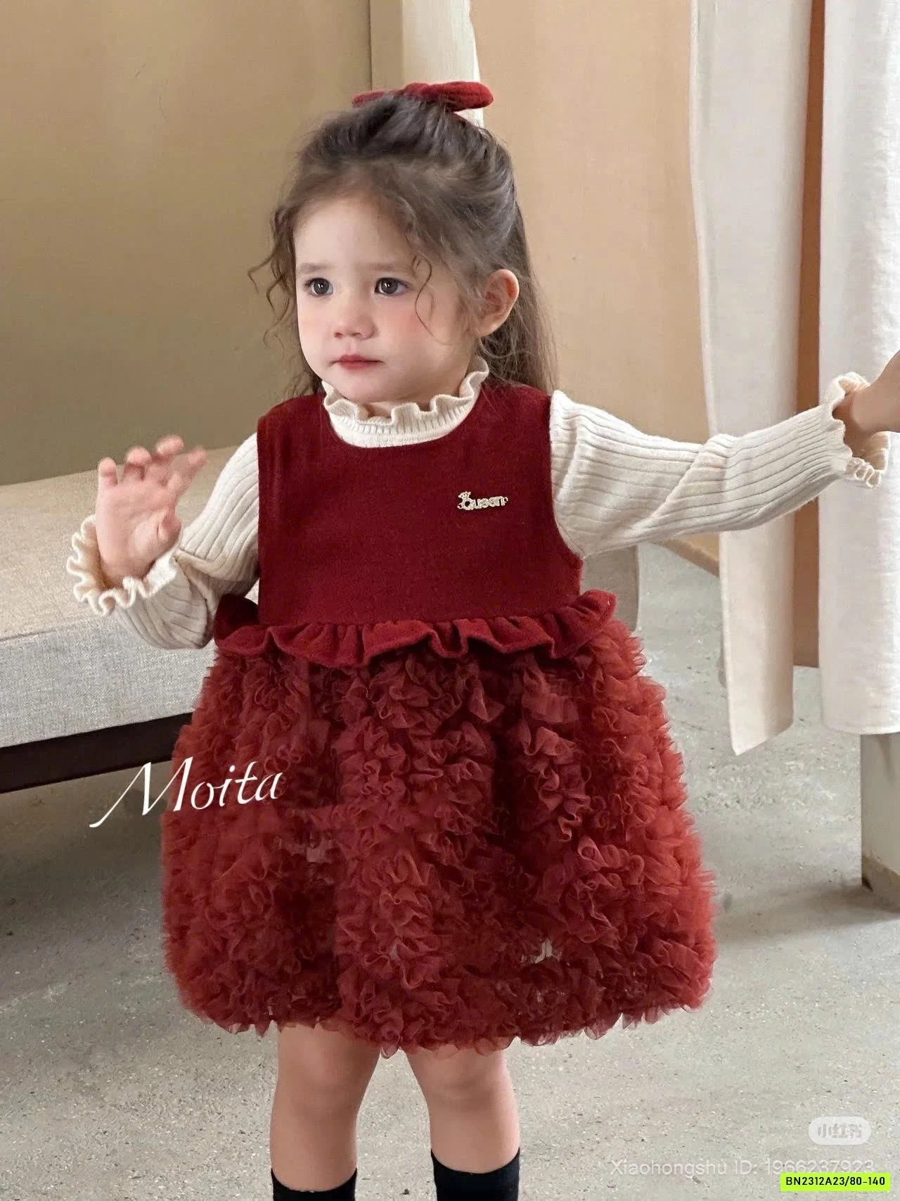 SÉT VÁY ĐỎ KÈM NƠ CÀI VOAN CHERRYOCO