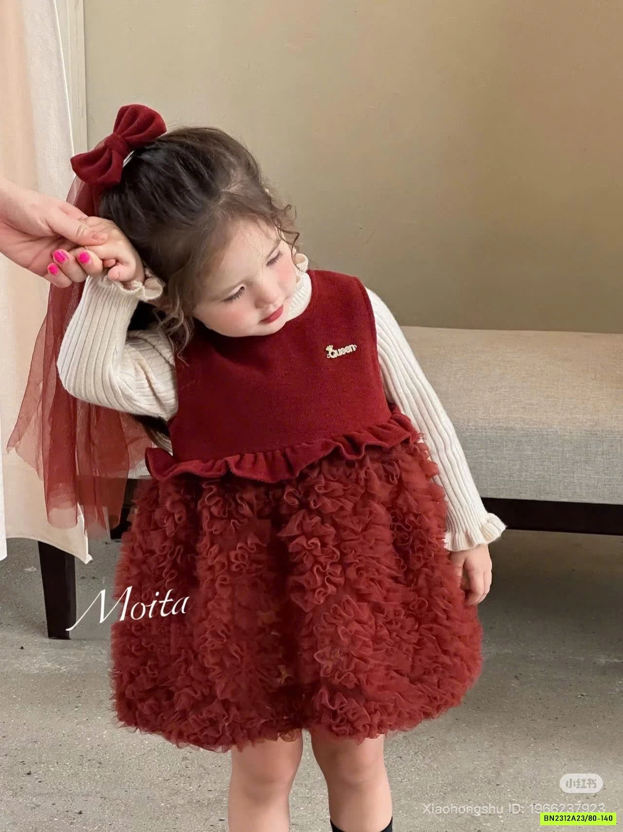 SÉT VÁY ĐỎ KÈM NƠ CÀI VOAN CHERRYOCO