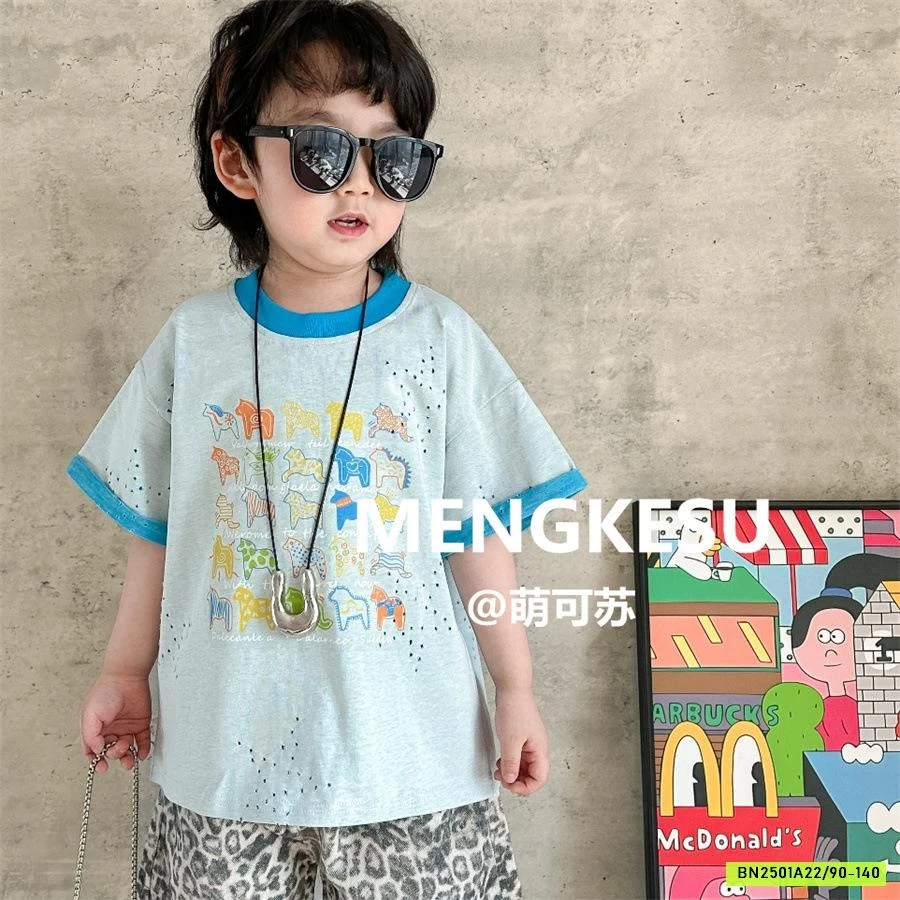 ÁO THUN IN NGỰA MIX SHORT BEO MENGKESU