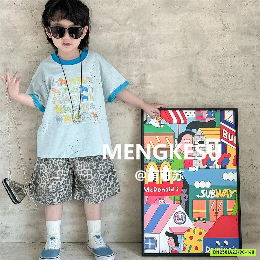 ÁO THUN IN NGỰA MIX SHORT BEO MENGKESU