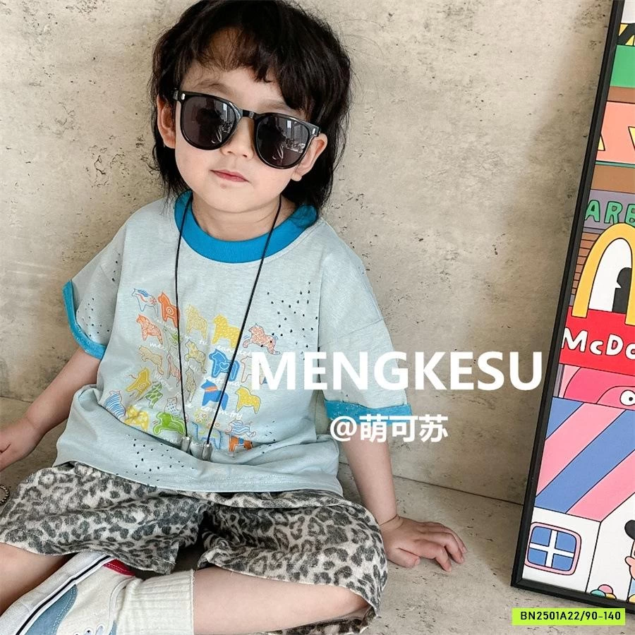 ÁO THUN IN NGỰA MIX SHORT BEO MENGKESU