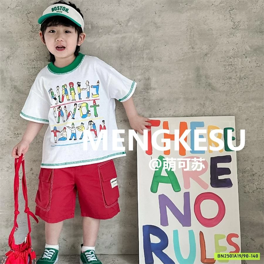 ÁO THUN CHỮ CÁI MIX SHORT TÚI HỘP MENGKESU
