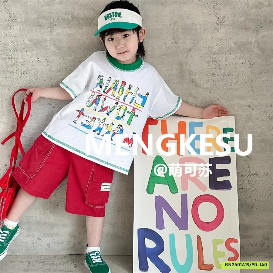 ÁO THUN CHỮ CÁI MIX SHORT TÚI HỘP MENGKESU