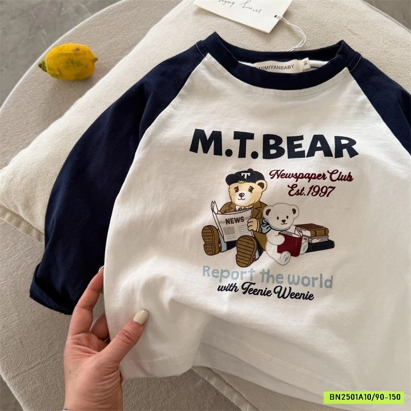 ÁO THUN GẤU BEAR PHỐI MÀU TAY 71173 MMY