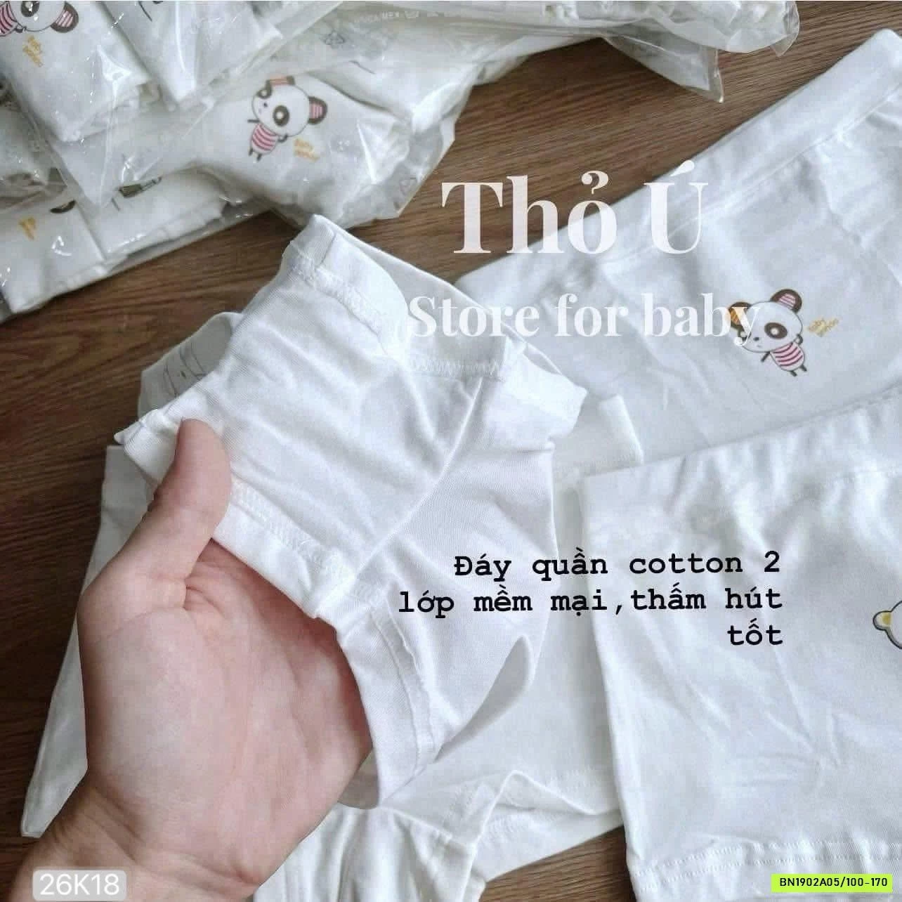 SÉT 4 CHIP ĐÙI COTTON GẤU DỄ THƯƠNG