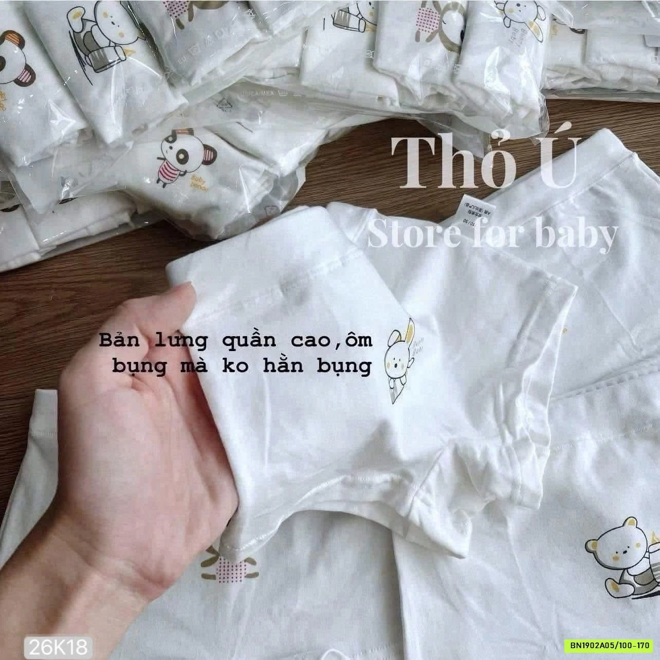 SÉT 4 CHIP ĐÙI COTTON GẤU DỄ THƯƠNG