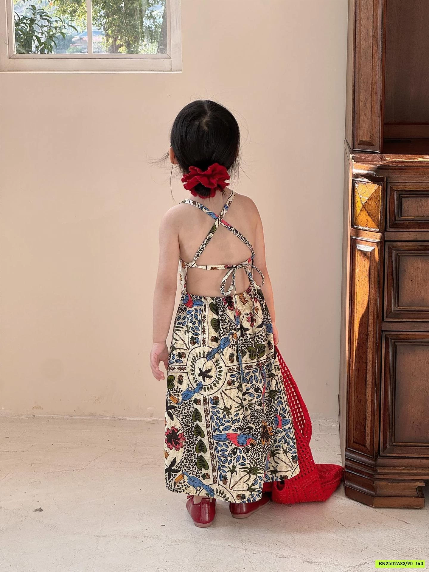 MAXI HOA 2 DÂY HỞ LƯNG