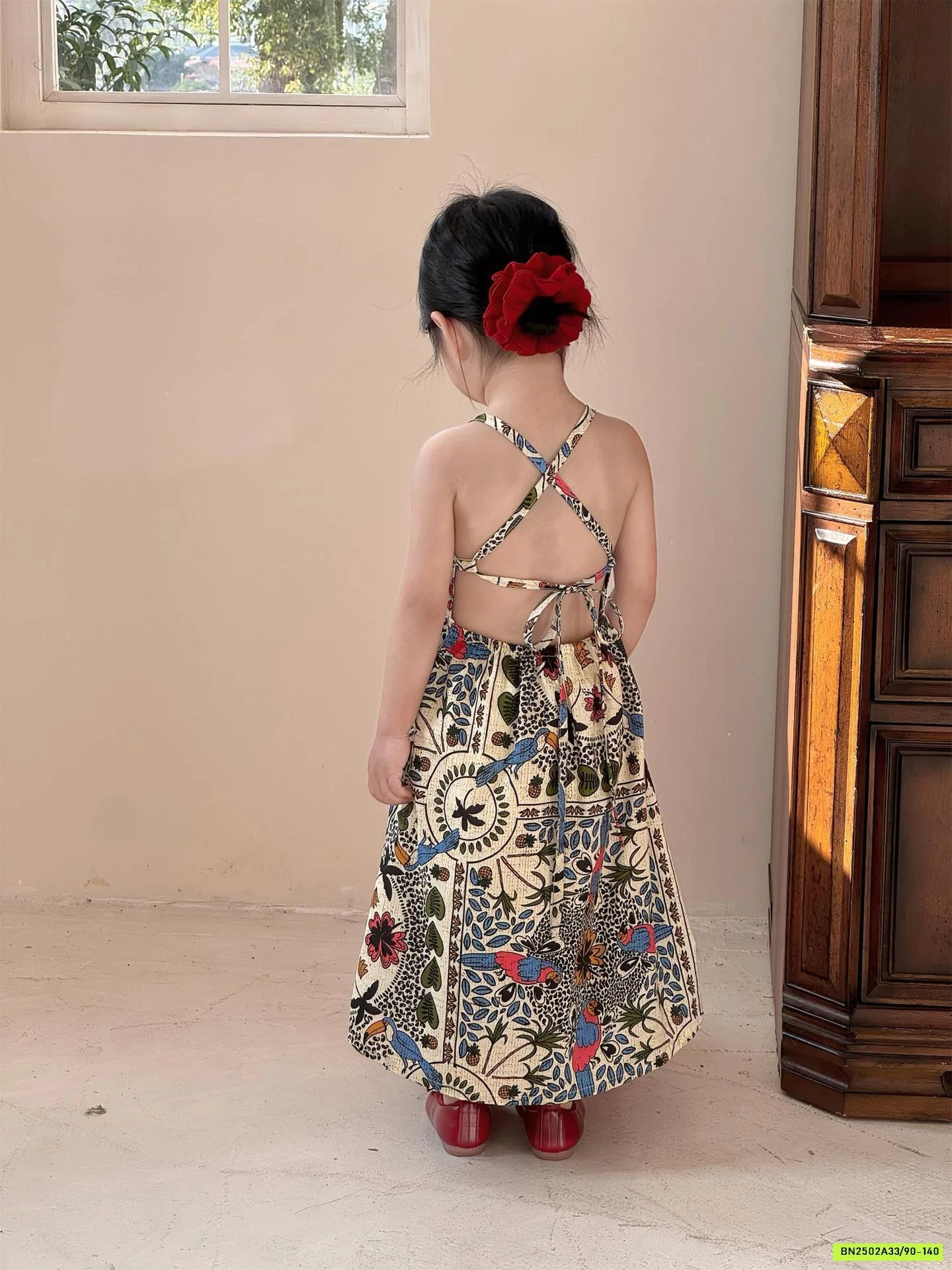 MAXI HOA 2 DÂY HỞ LƯNG