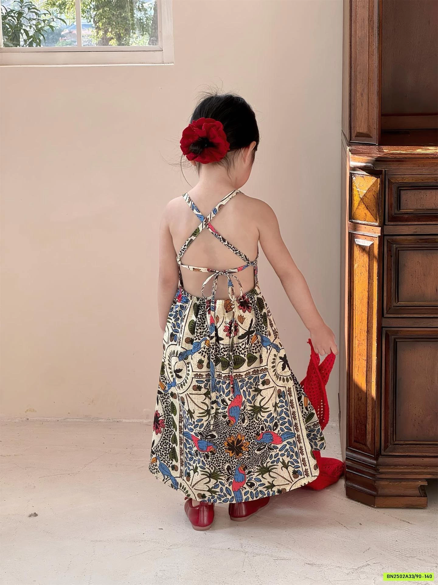 MAXI HOA 2 DÂY HỞ LƯNG