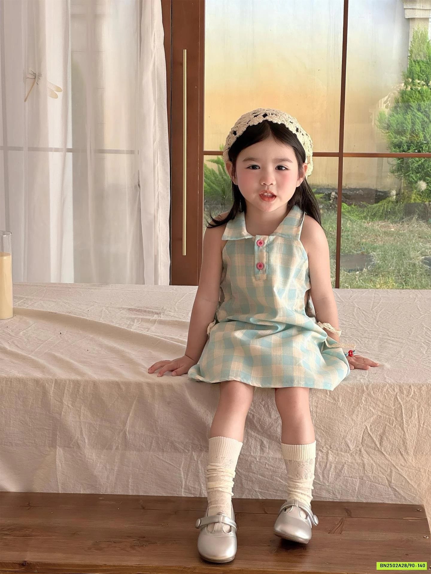 ĐẦM CARO XANH KHOÉT EO