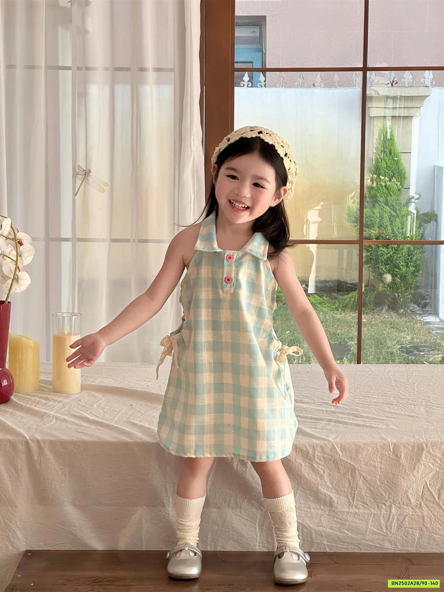 ĐẦM CARO XANH KHOÉT EO