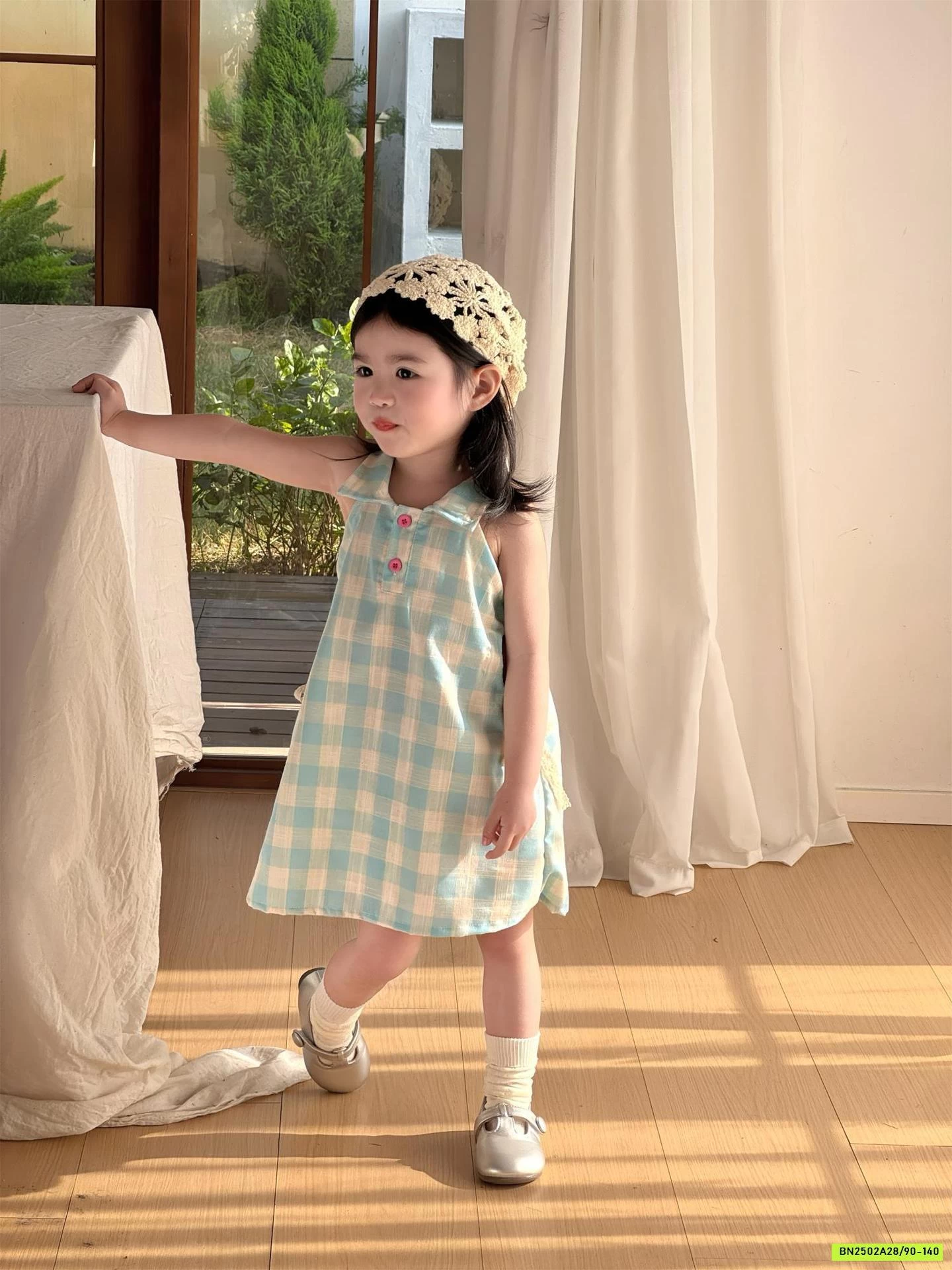 ĐẦM CARO XANH KHOÉT EO