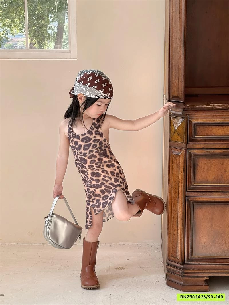 ĐẦM LADY CỔ YẾM HỌA TIẾT BEO NÂU