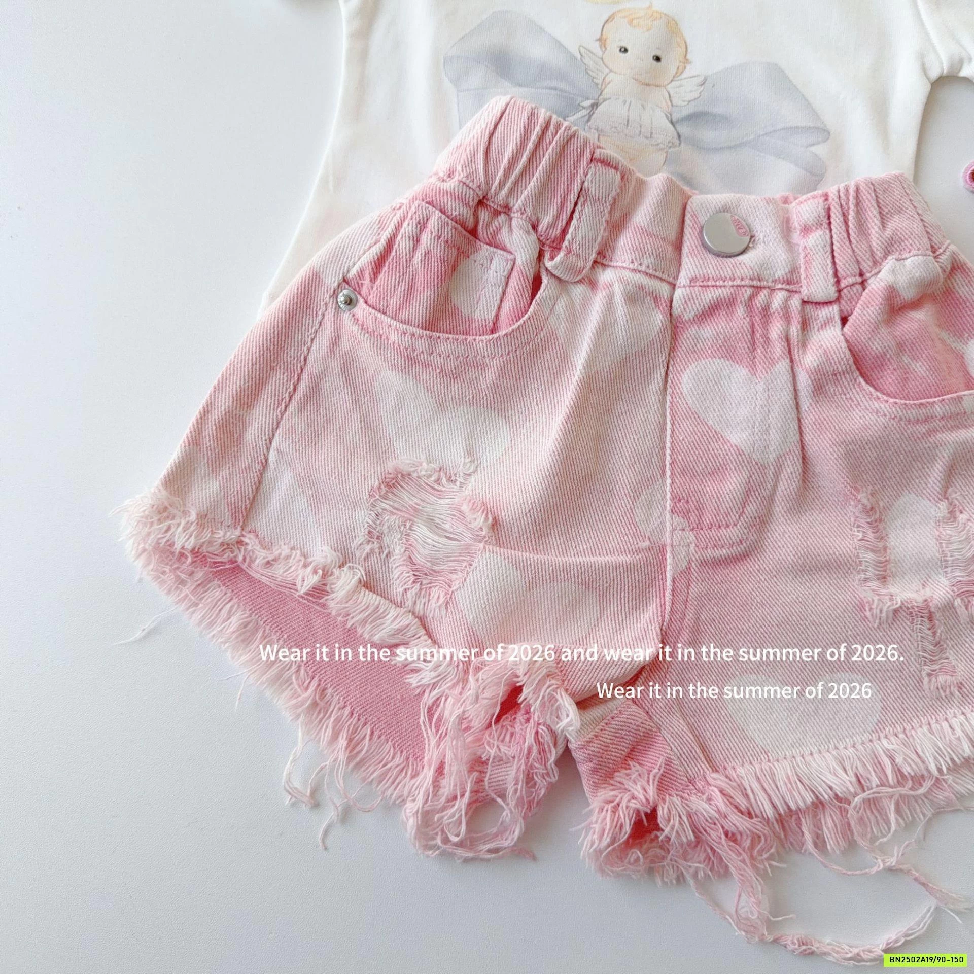 SHORT HỒNG TRÁI TIM TUA GẤU T&Q KIDS