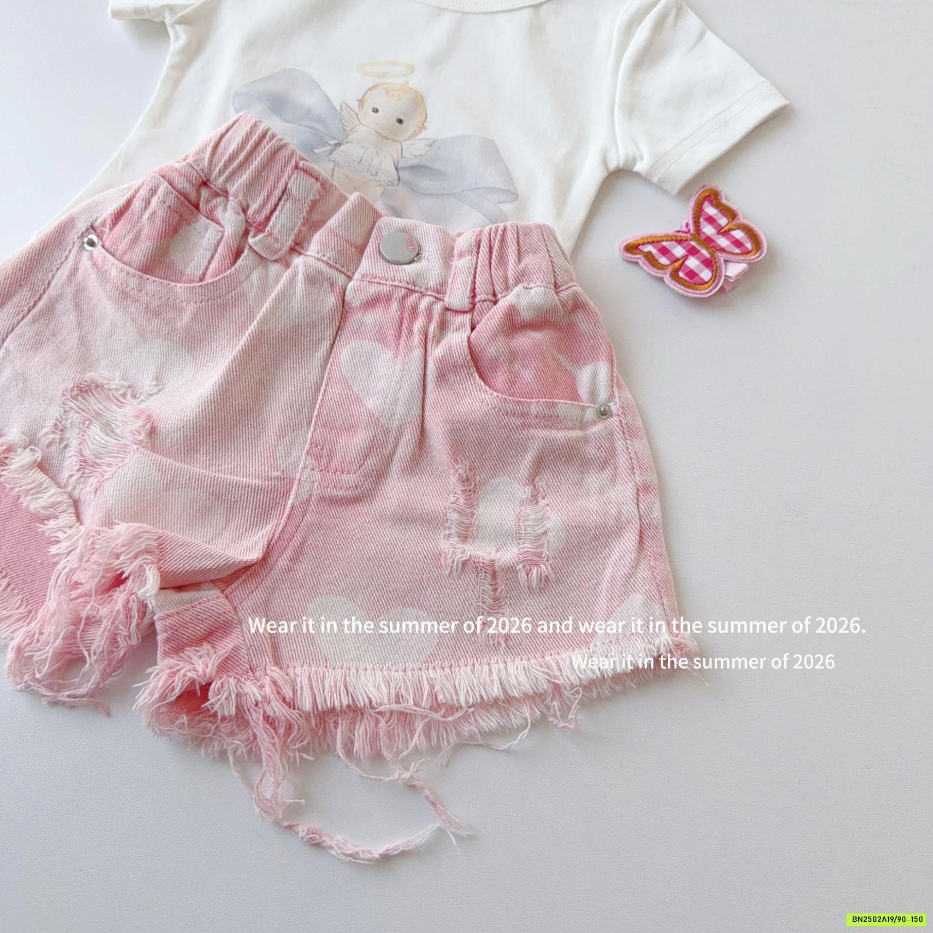 SHORT HỒNG TRÁI TIM TUA GẤU T&Q KIDS