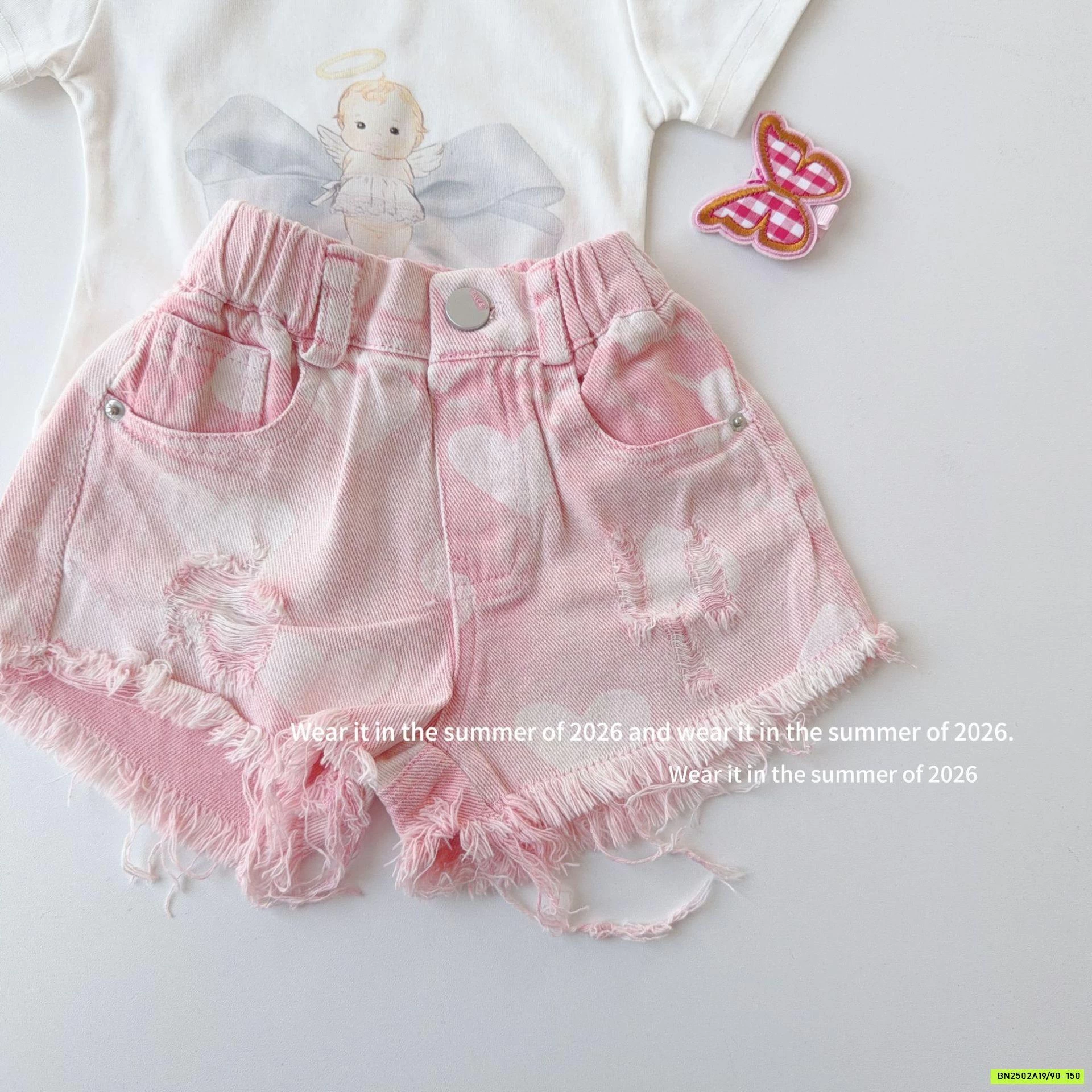 SHORT HỒNG TRÁI TIM TUA GẤU T&Q KIDS