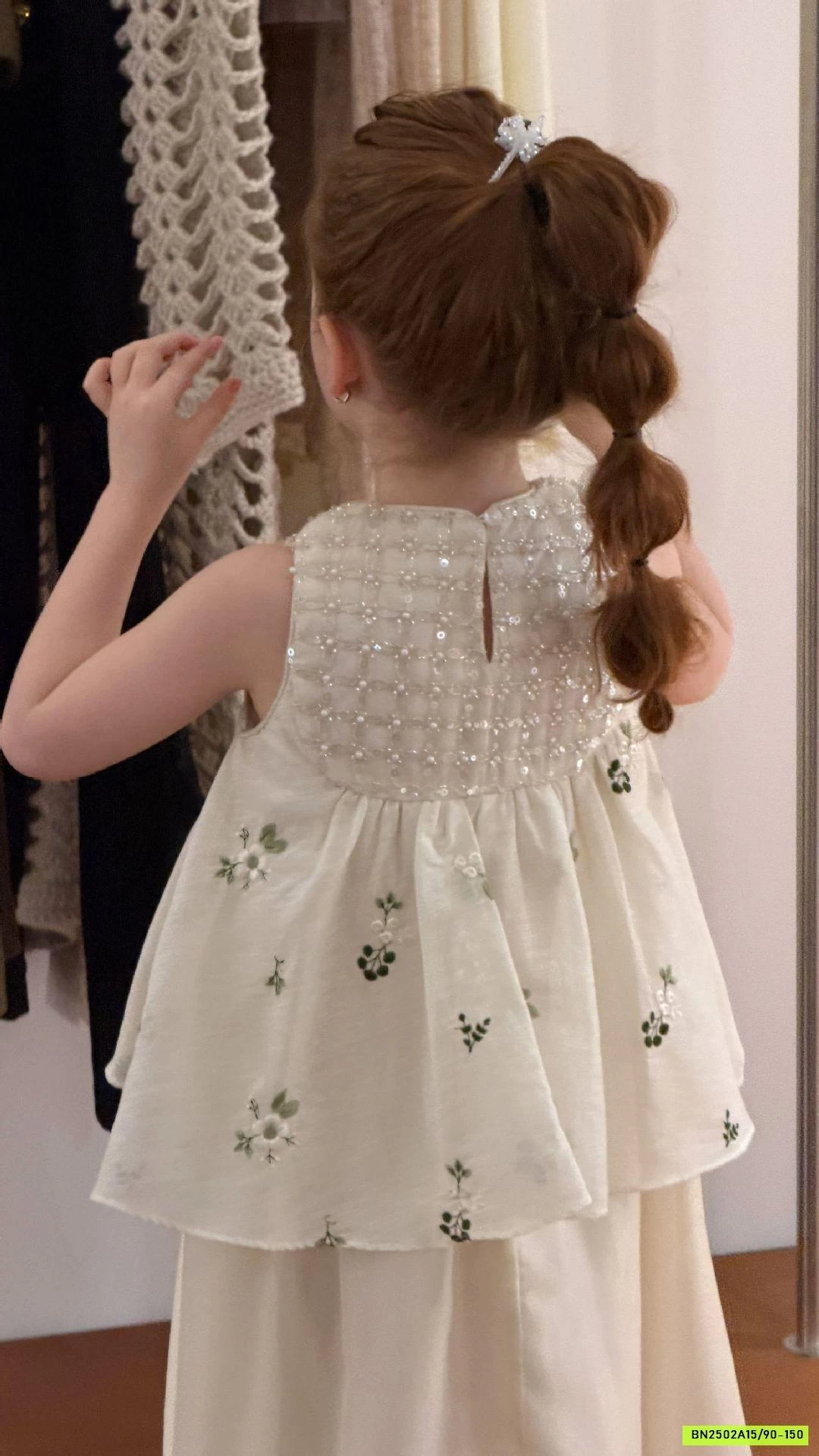 ĐẦM HOA THÊU CAO CẤP ĐÍNH CƯỜM