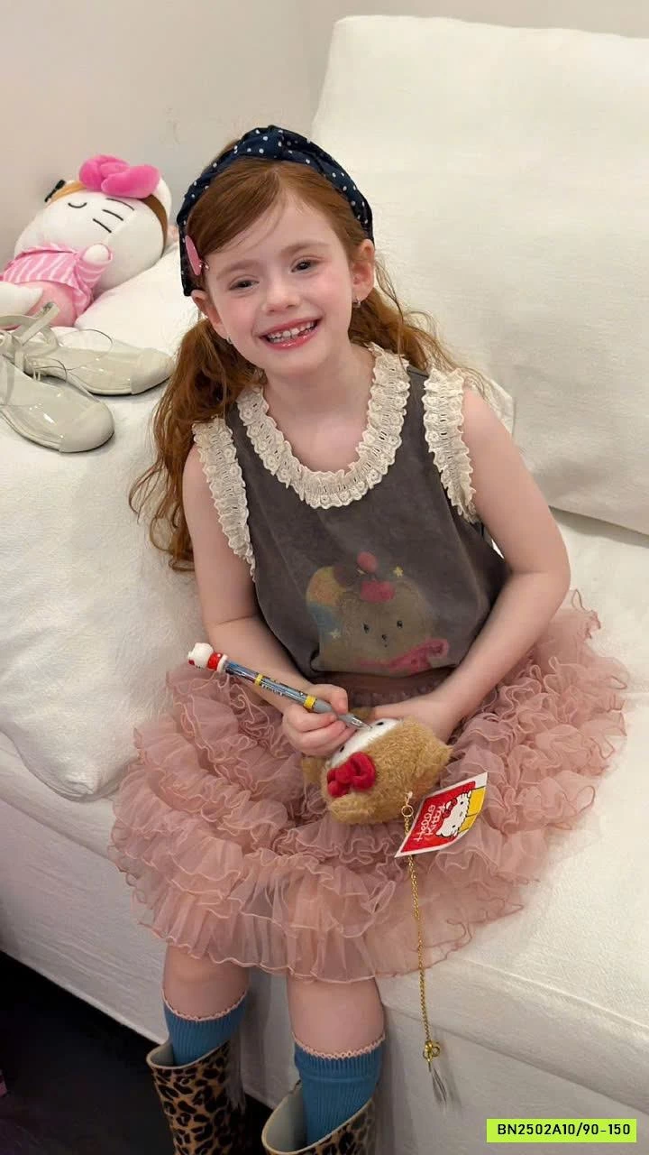 ÁO THUN GẤU SÁT NÁCH VIỀN REN