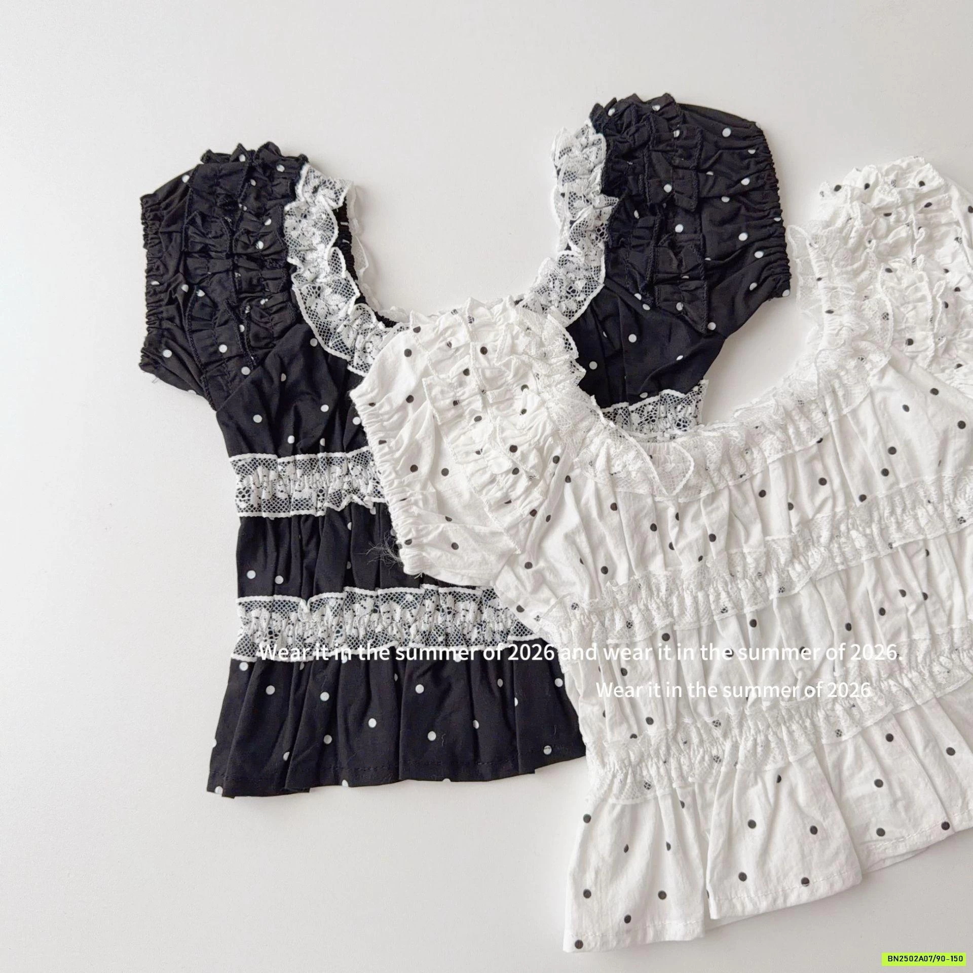 SƠ MI CHẤM BI VIỀN BÈO T&Q KIDS