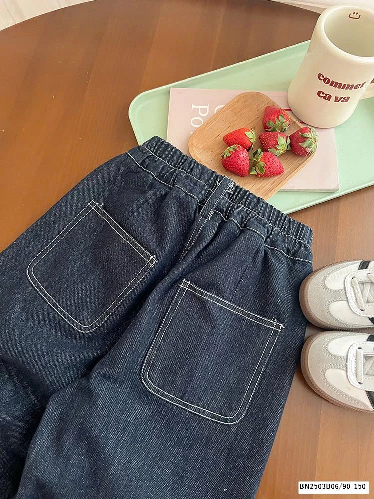 QUẦN JEAN XANH ĐẬM GẤP GẤ AMBB 25A008