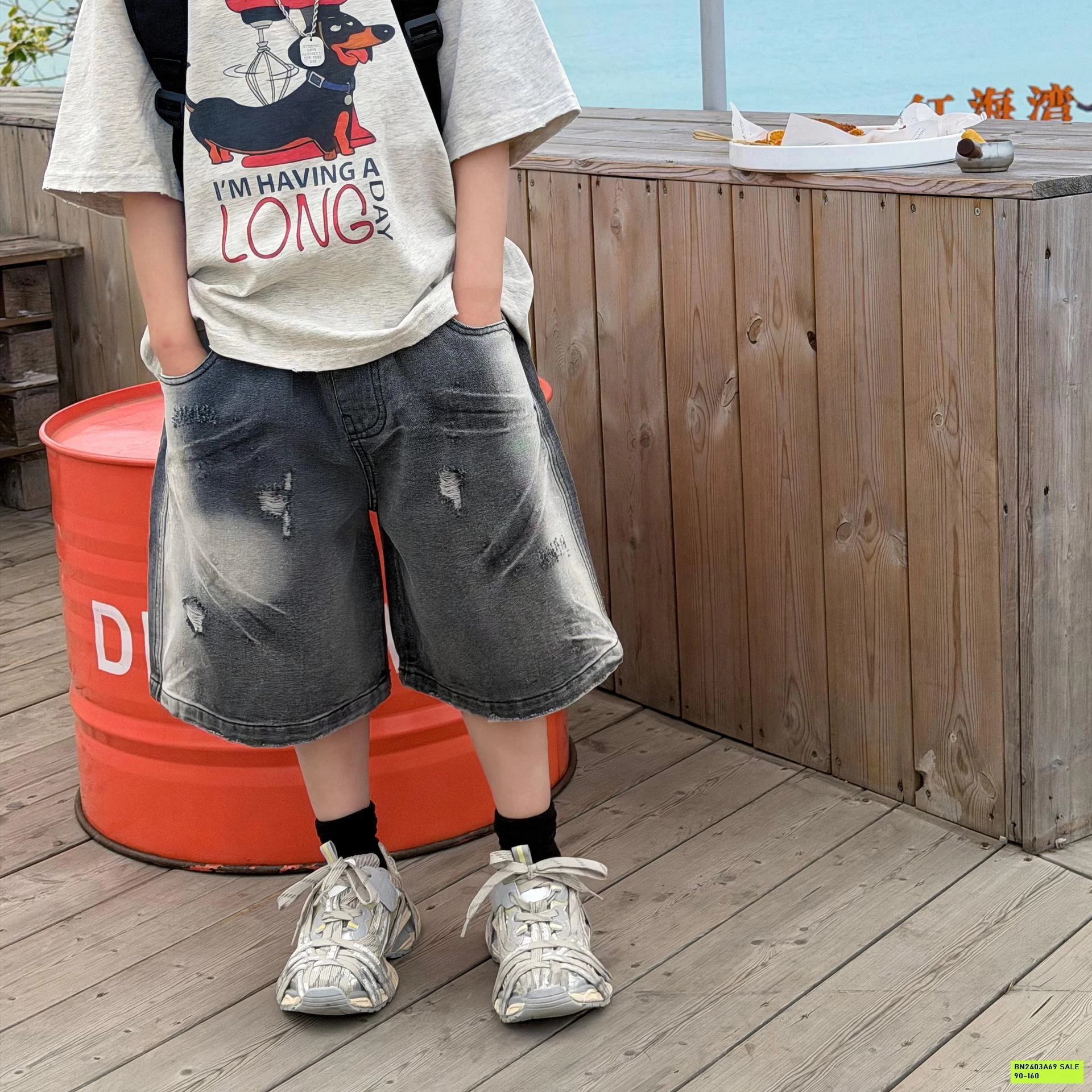 SHORT JEAN ĐEN BẠC MÀU FANSHU