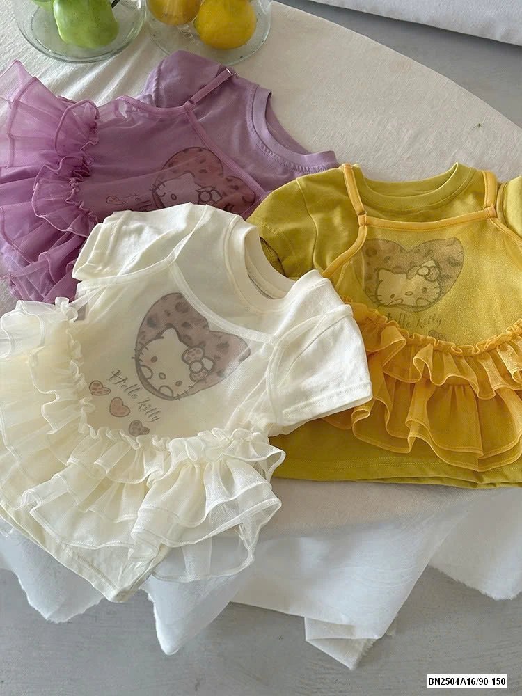 ÁO KITTY GIẢ 2 LỚP PHỐI VOAN