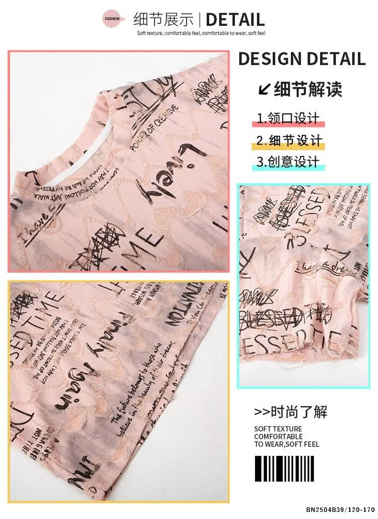 ÁO THUN CÀO RÁCH IN CHỮ CÁ TÍNH